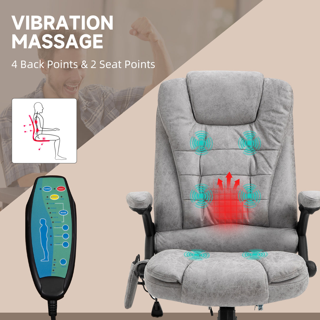 Microfibre Home And Office Chair 67cm Wide With Armrest - Velmora