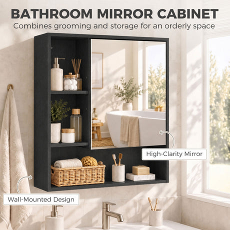 Mirrored Cabinet Bathroom 55.5cm Wide - Velmora
