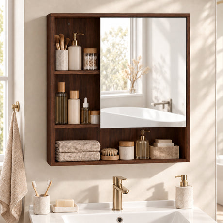 Mirrored Cabinet Bathroom 55.5cm Wide - Velmora