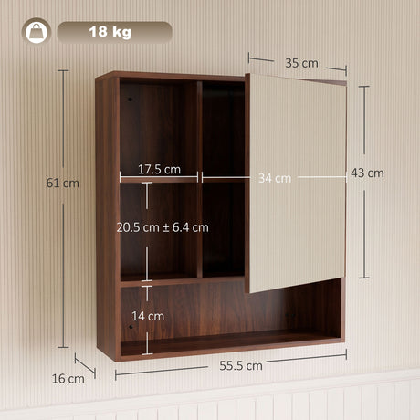 Mirrored Cabinet Bathroom 55.5cm Wide - Velmora