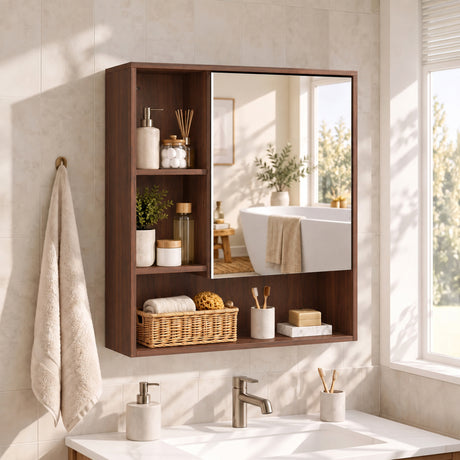 Mirrored Cabinet Bathroom 55.5cm Wide - Velmora