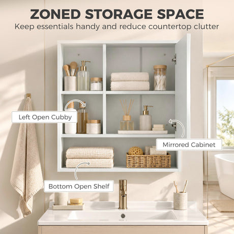 Mirrored Cabinet Bathroom 55.5cm Wide - Velmora