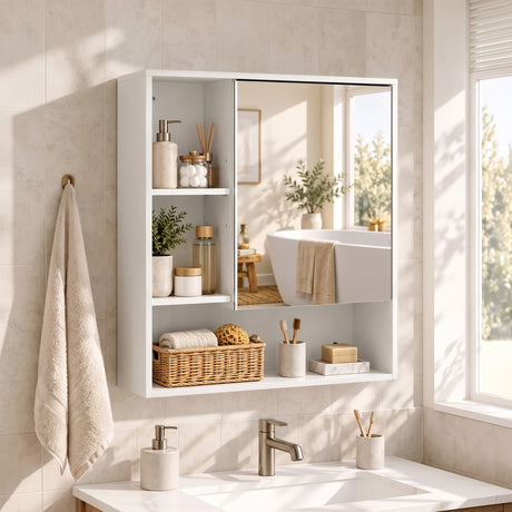 Mirrored Cabinet Bathroom 55.5cm Wide - Velmora