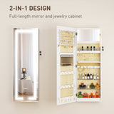 Mirrored Jewellery Storage Cabinet 37cm Wide Wall Hung Lockable With LED Lights - Velmora