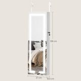 Mirrored Jewellery Storage Cabinet 37cm Wide Wall Hung Lockable With LED Lights - Velmora