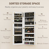 Mirrored Jewellery Storage Cabinet 37cm Wide Wall Mounted With LED Lights - Velmora