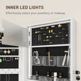 Mirrored Jewellery Storage Cabinet 37cm Wide Wall Mounted With LED Lights - Velmora