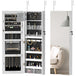 Mirrored Jewellery Storage Cabinet 37cm Wide Wall Mounted With LED Lights - Velmora
