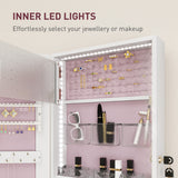 Mirrored Jewellery Storage Cabinet 37cm Wide Wall Mounted With LED Lights - Velmora