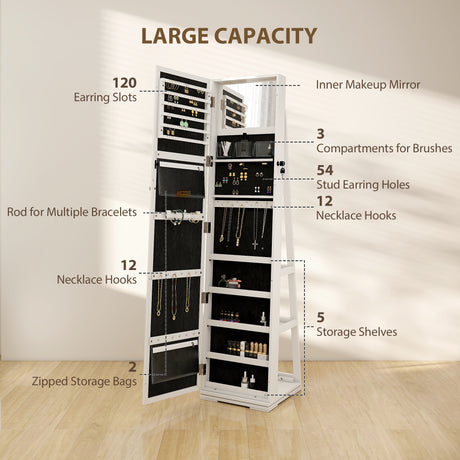 Mirrored Jewellery Storage Cabinet 38cm Wide - Velmora