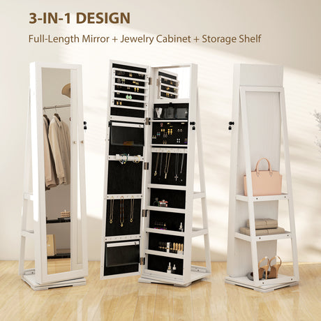 Mirrored Jewellery Storage Cabinet 38cm Wide - Velmora