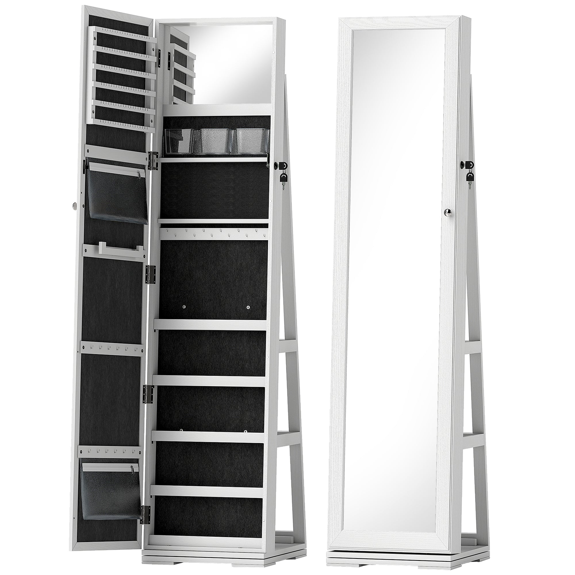 Mirrored Jewellery Storage Cabinet 38cm Wide - Velmora