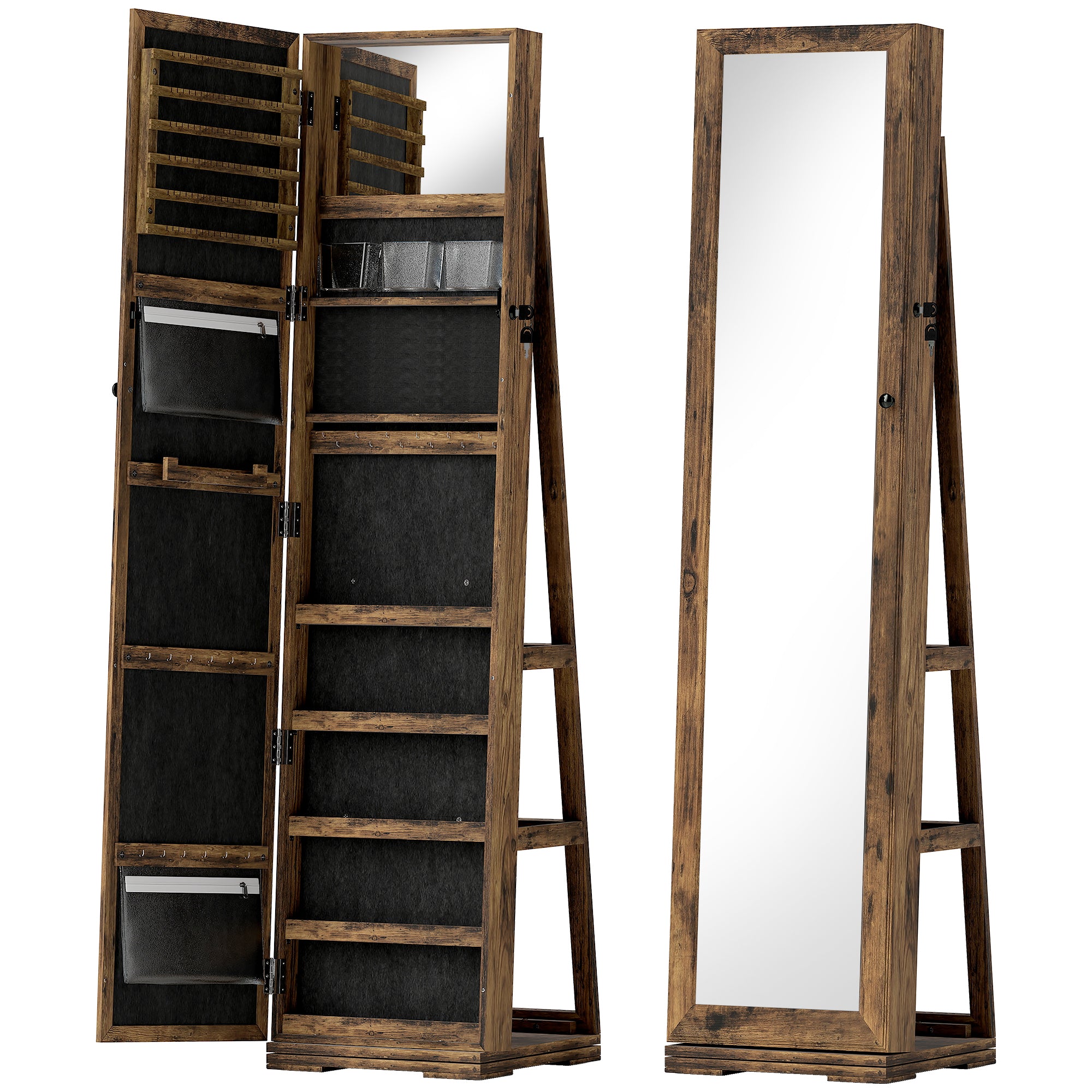 Mirrored Jewellery Storage Cabinet 38cm Wide - Velmora