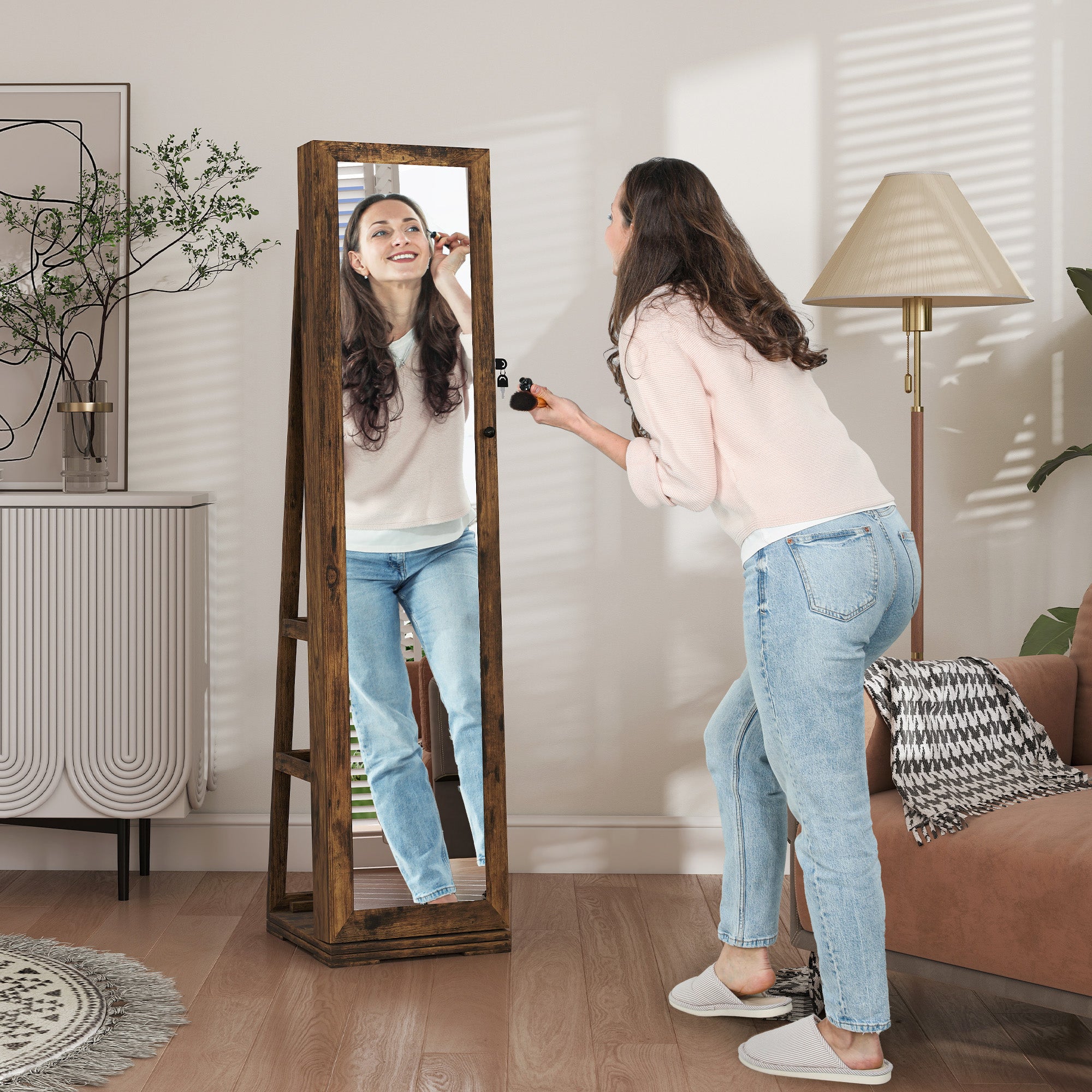 Mirrored Jewellery Storage Cabinet 38cm Wide - Velmora