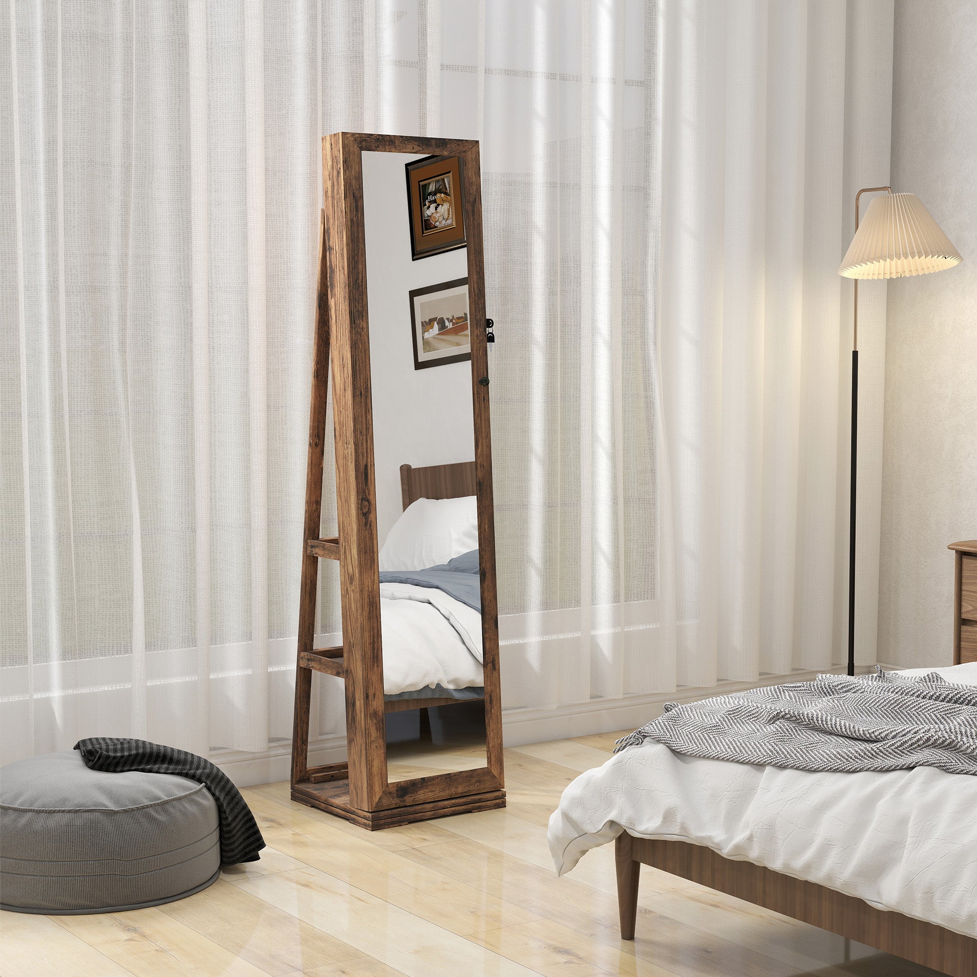 Mirrored Jewellery Storage Cabinet 38cm Wide - Velmora