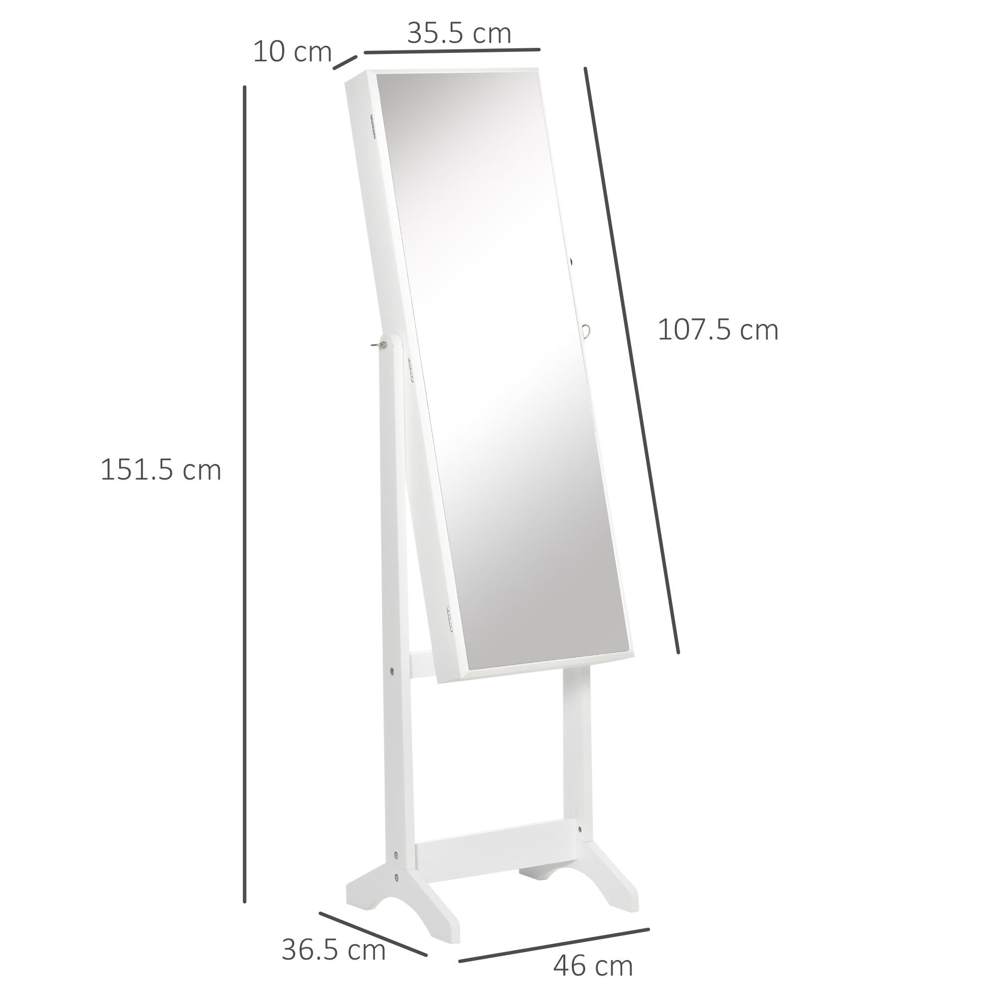 Mirrored Jewellery Storage Cabinet 46cm Wide - Velmora