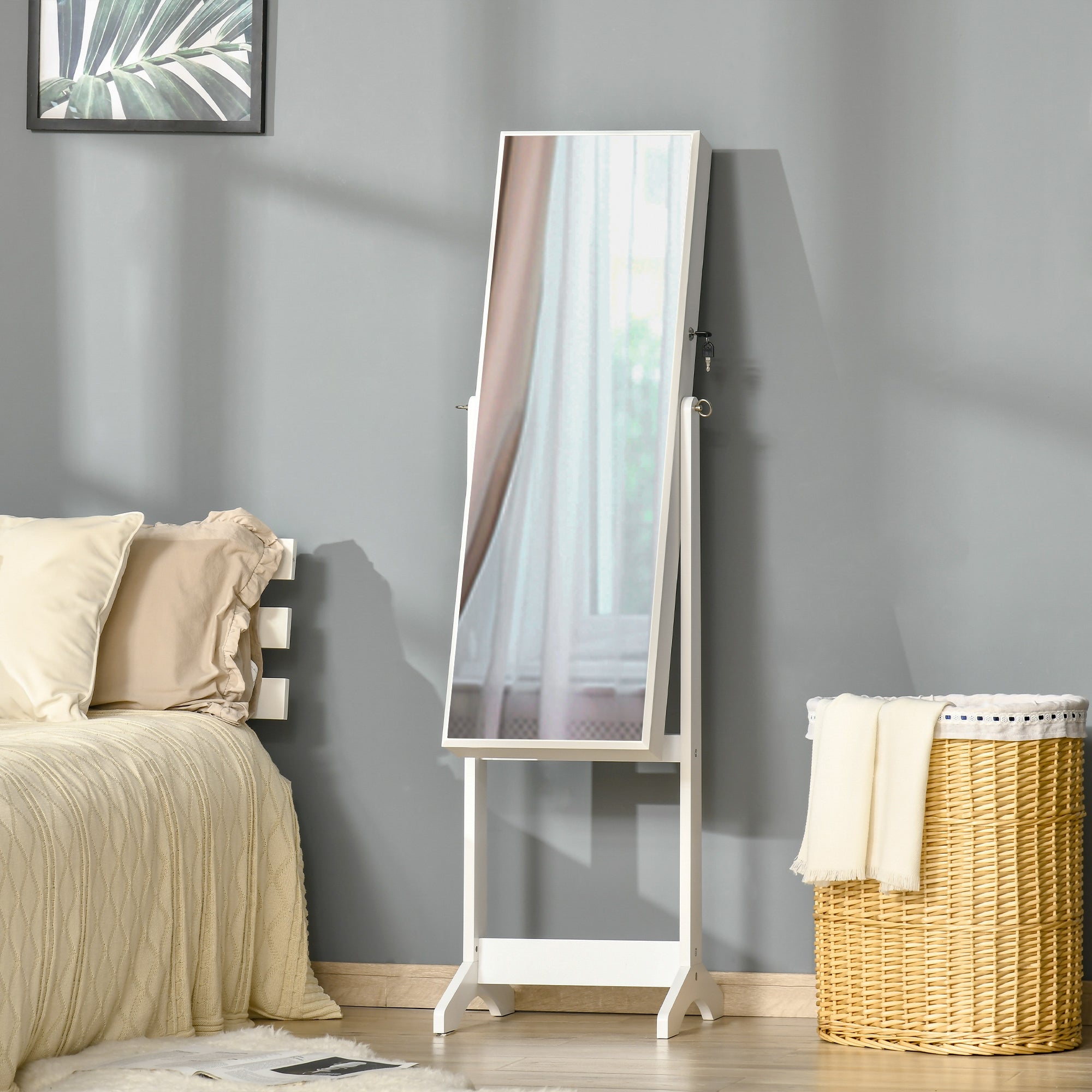 Mirrored Jewellery Storage Cabinet 46cm Wide - Velmora