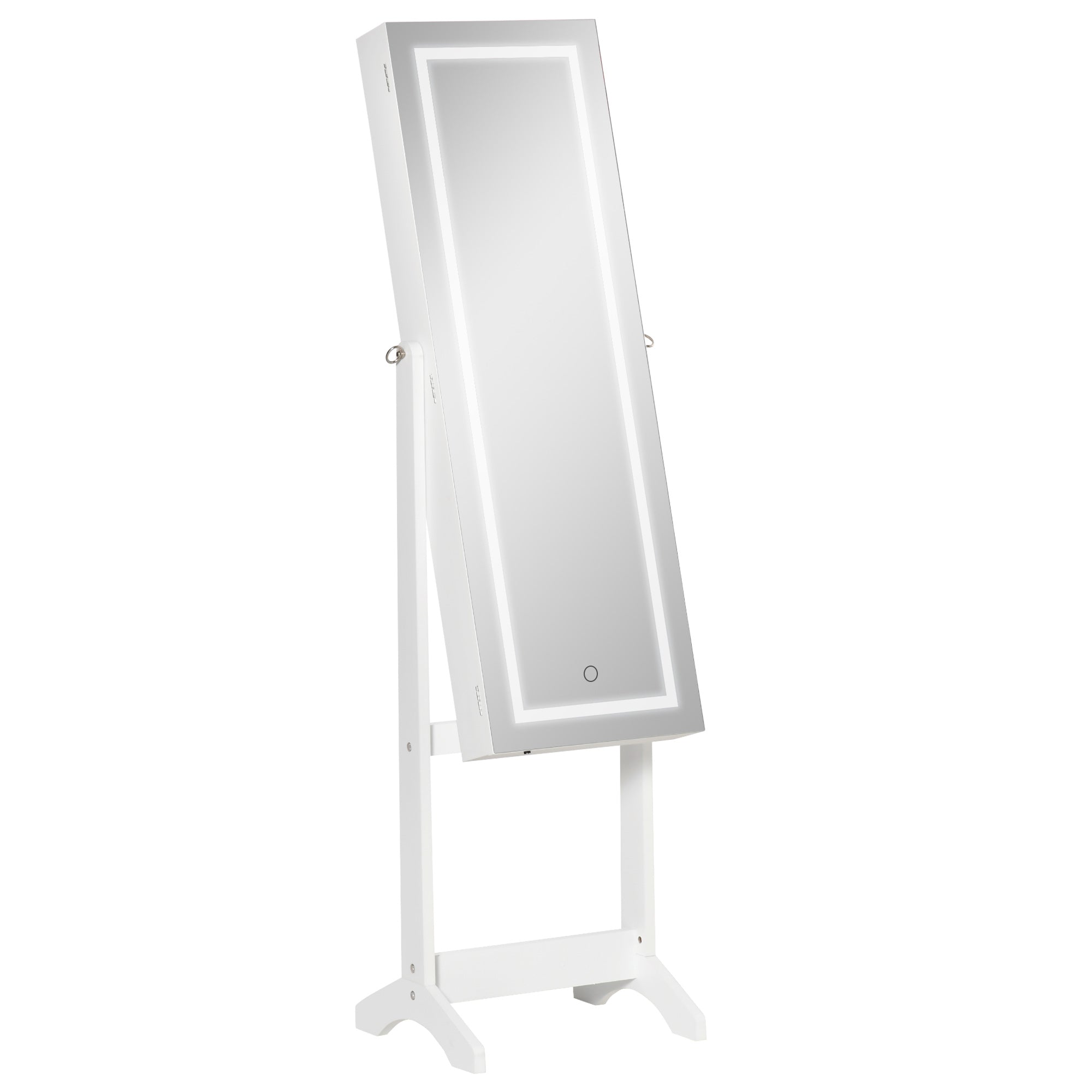 Mirrored Jewellery Storage Cabinet 46cm Wide With LED Lights - Velmora