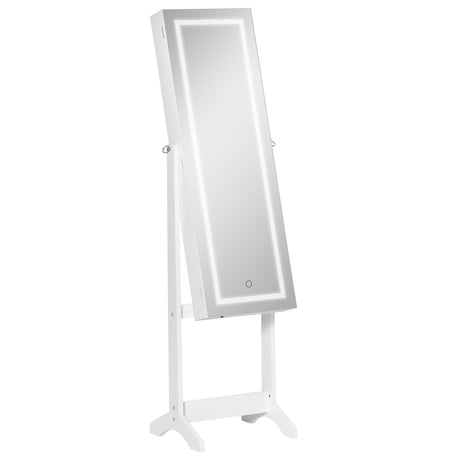 Mirrored Jewellery Storage Cabinet 46cm Wide With LED Lights - Velmora