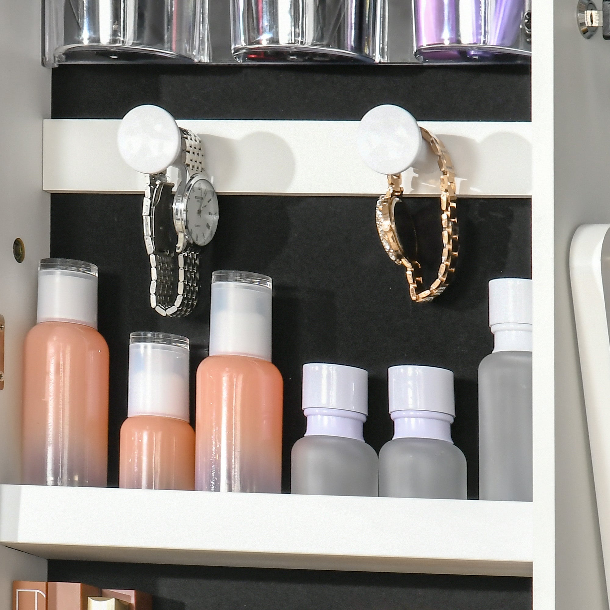 Mirrored Jewellery Storage Cabinet 46cm Wide With LED Lights - Velmora