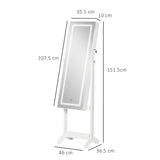 Mirrored Jewellery Storage Cabinet 46cm Wide With LED Lights - Velmora