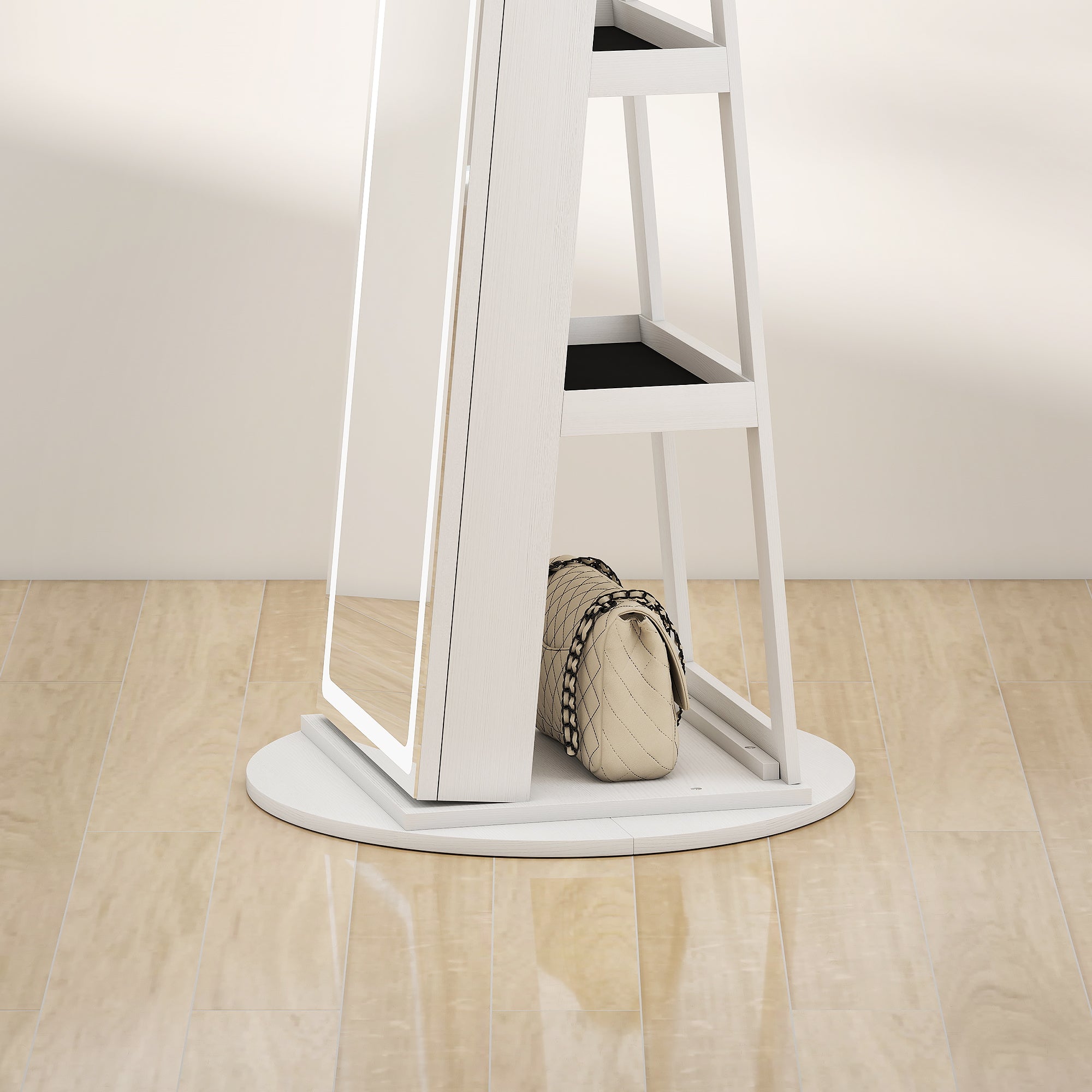 Mirrored Jewellery Storage Cabinet 55cm Wide With LED Lights - Velmora