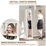 Mirrored Jewellery Storage Cabinet 55cm Wide With LED Lights - Velmora