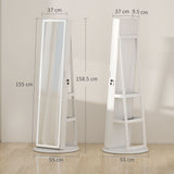 Mirrored Jewellery Storage Cabinet 55cm Wide With LED Lights - Velmora