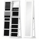 Mirrored Jewellery Storage Cabinet 55cm Wide With LED Lights - Velmora