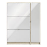 Mirrored Shoe Storage Cabinet With 3 Flip Down Doors And 2 Layers - Seabrook