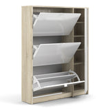 Mirrored Shoe Storage Cabinet With 3 Flip Down Doors And 2 Layers - Seabrook