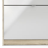 Mirrored Shoe Storage Cabinet With 3 Flip Down Doors And 2 Layers - Seabrook