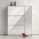 Mirrored Shoe Storage Cabinet With 3 Flip Down Doors And 2 Layers - Seabrook