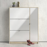 Mirrored Shoe Storage Cabinet With 3 Flip Down Doors And 2 Layers - Seabrook