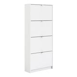 Mirrored Shoe Storage Cabinet With 4 Flip Down Doors And 2 Layers - Seabrook
