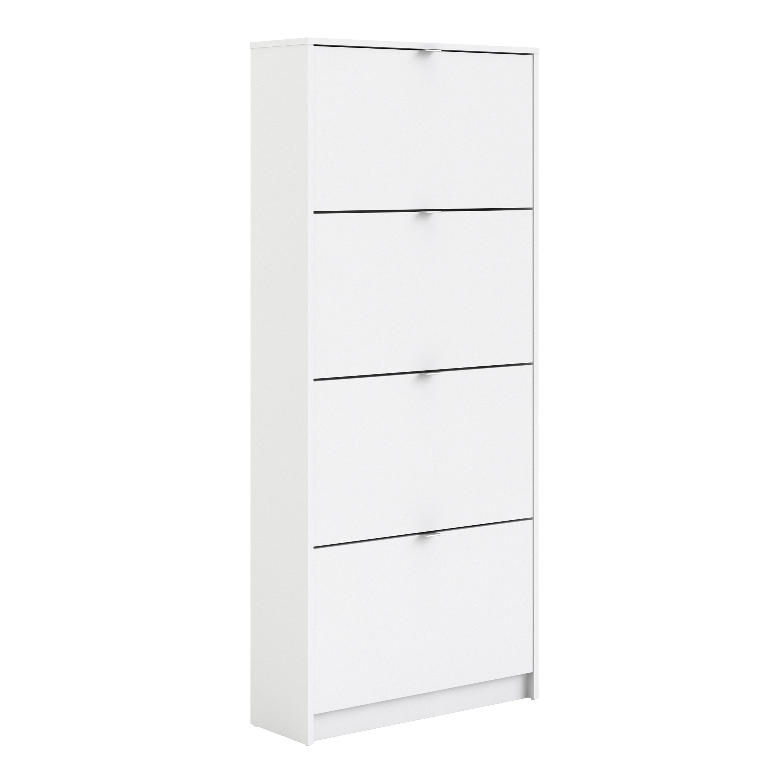 Mirrored Shoe Storage Cabinet With 4 Flip Down Doors And 2 Layers - Seabrook