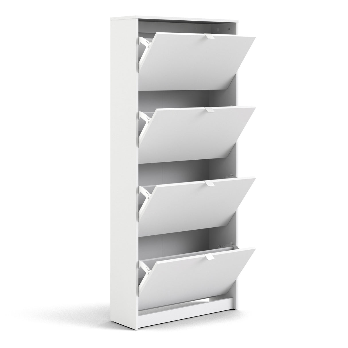 Mirrored Shoe Storage Cabinet With 4 Flip Down Doors And 2 Layers - Seabrook