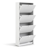 Mirrored Shoe Storage Cabinet With 4 Flip Down Doors And 2 Layers - Seabrook