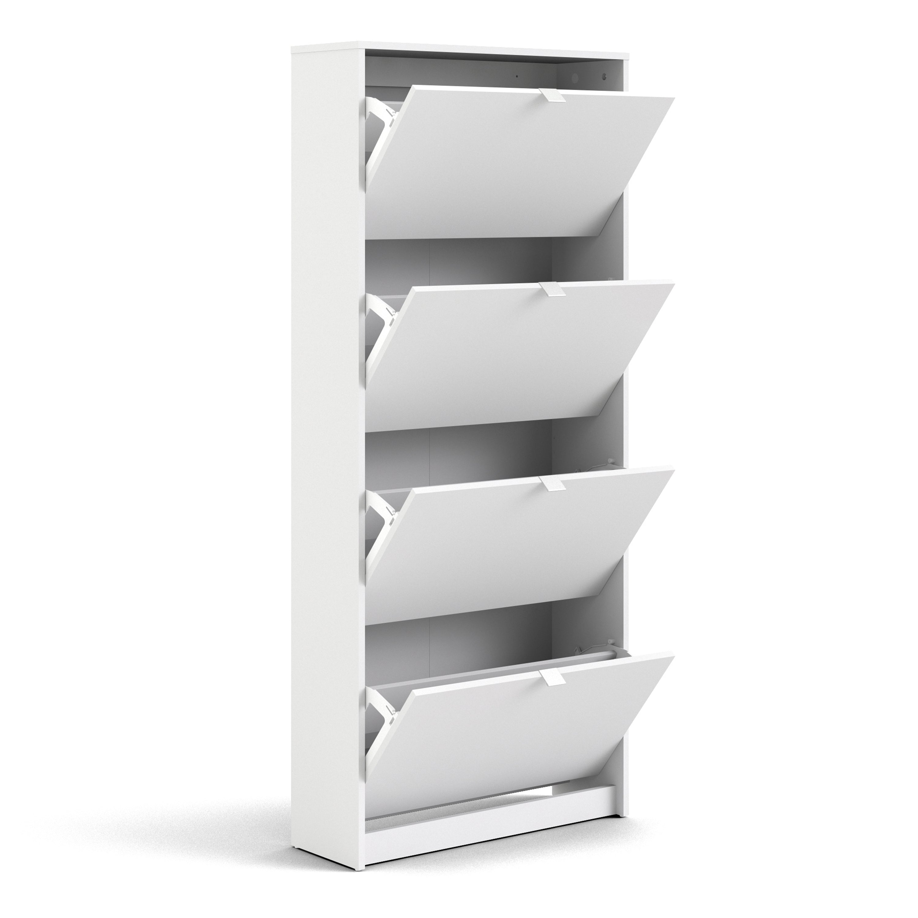 Mirrored Shoe Storage Cabinet With 4 Flip Down Doors And 2 Layers - Seabrook