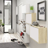 Mirrored Shoe Storage Cabinet With 4 Flip Down Doors And 2 Layers - Seabrook