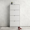 Mirrored Shoe Storage Cabinet With 4 Flip Down Doors And 2 Layers - Seabrook