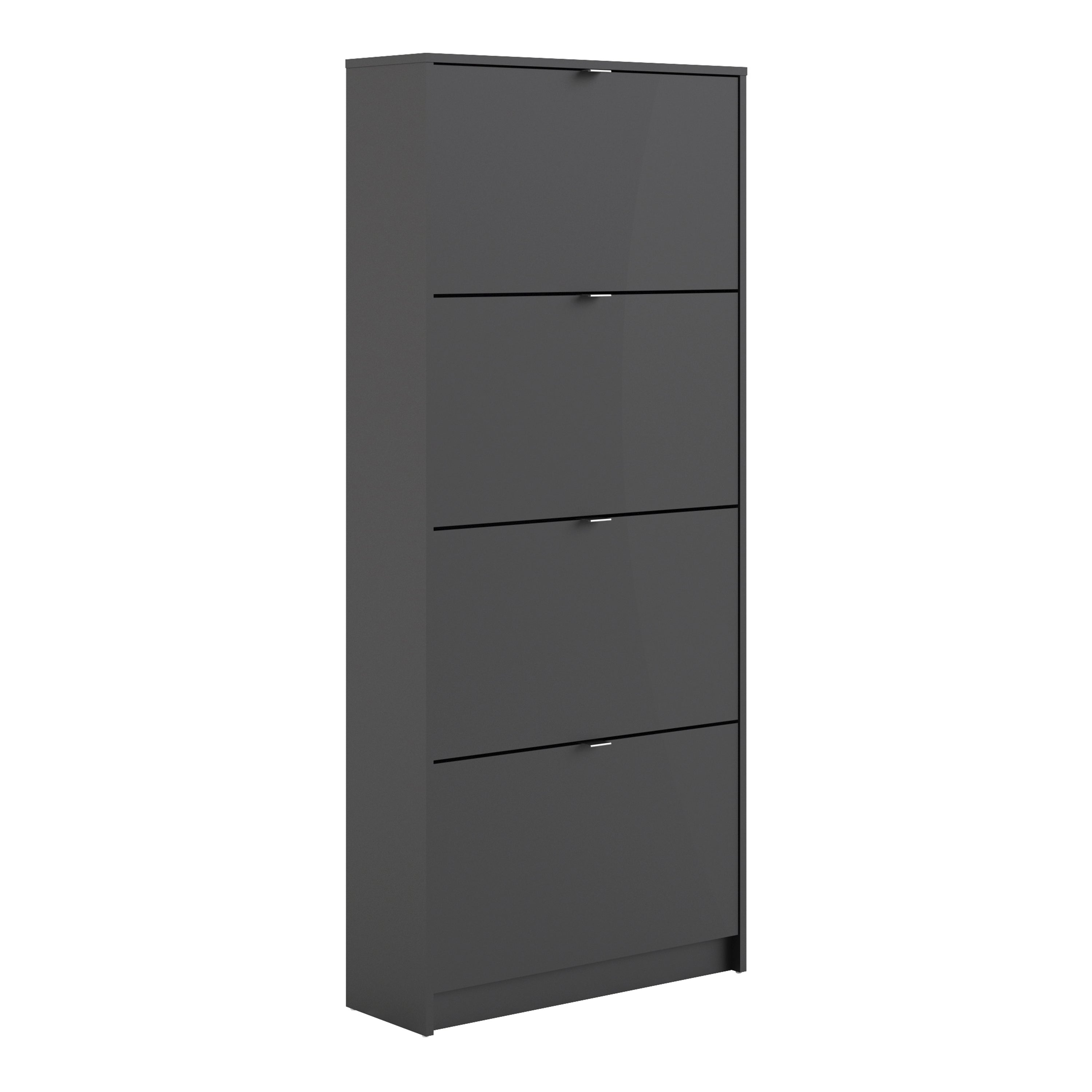 Mirrored Shoe Storage Cabinet With 4 Flip Down Doors And 2 Layers - Seabrook