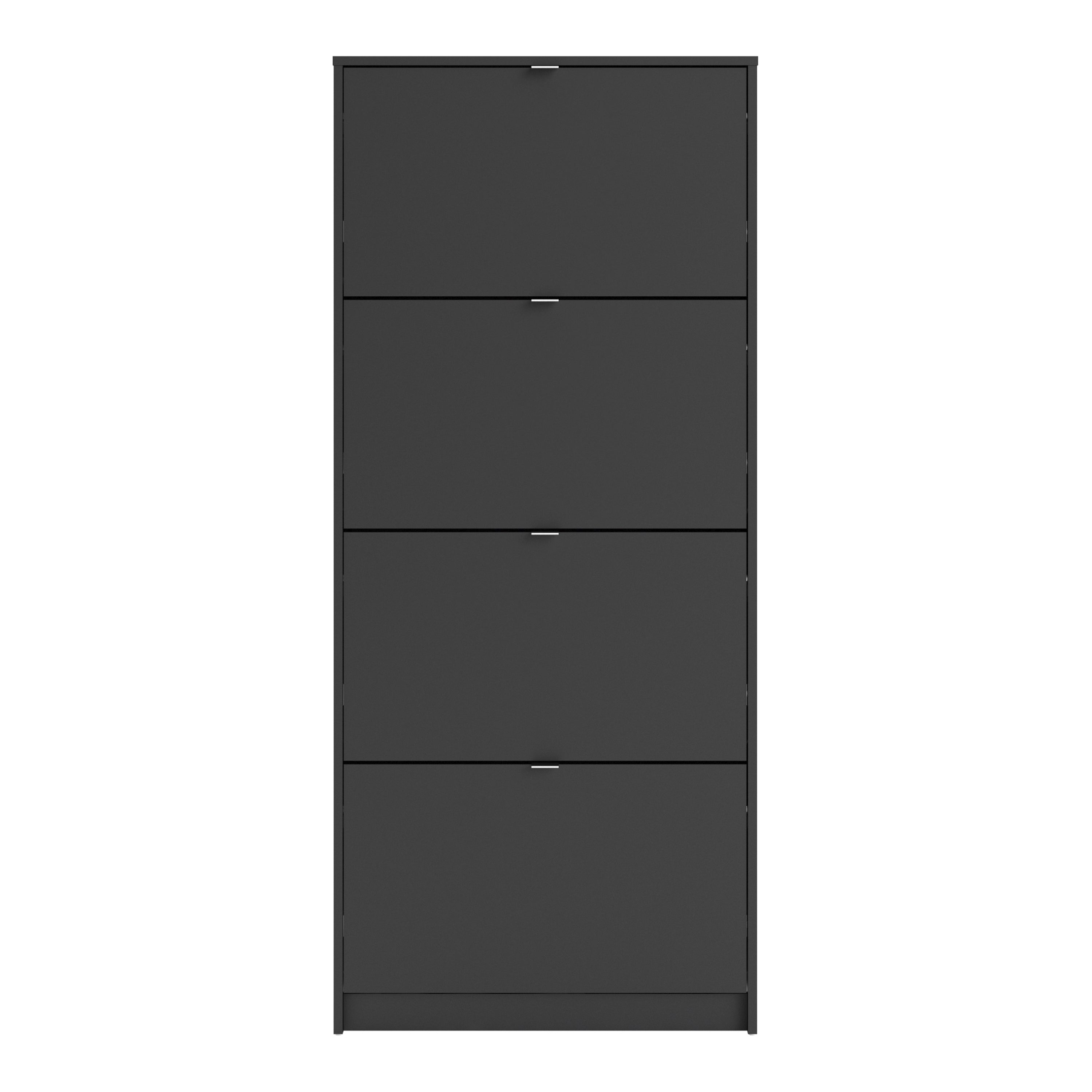 Mirrored Shoe Storage Cabinet With 4 Flip Down Doors And 2 Layers - Seabrook