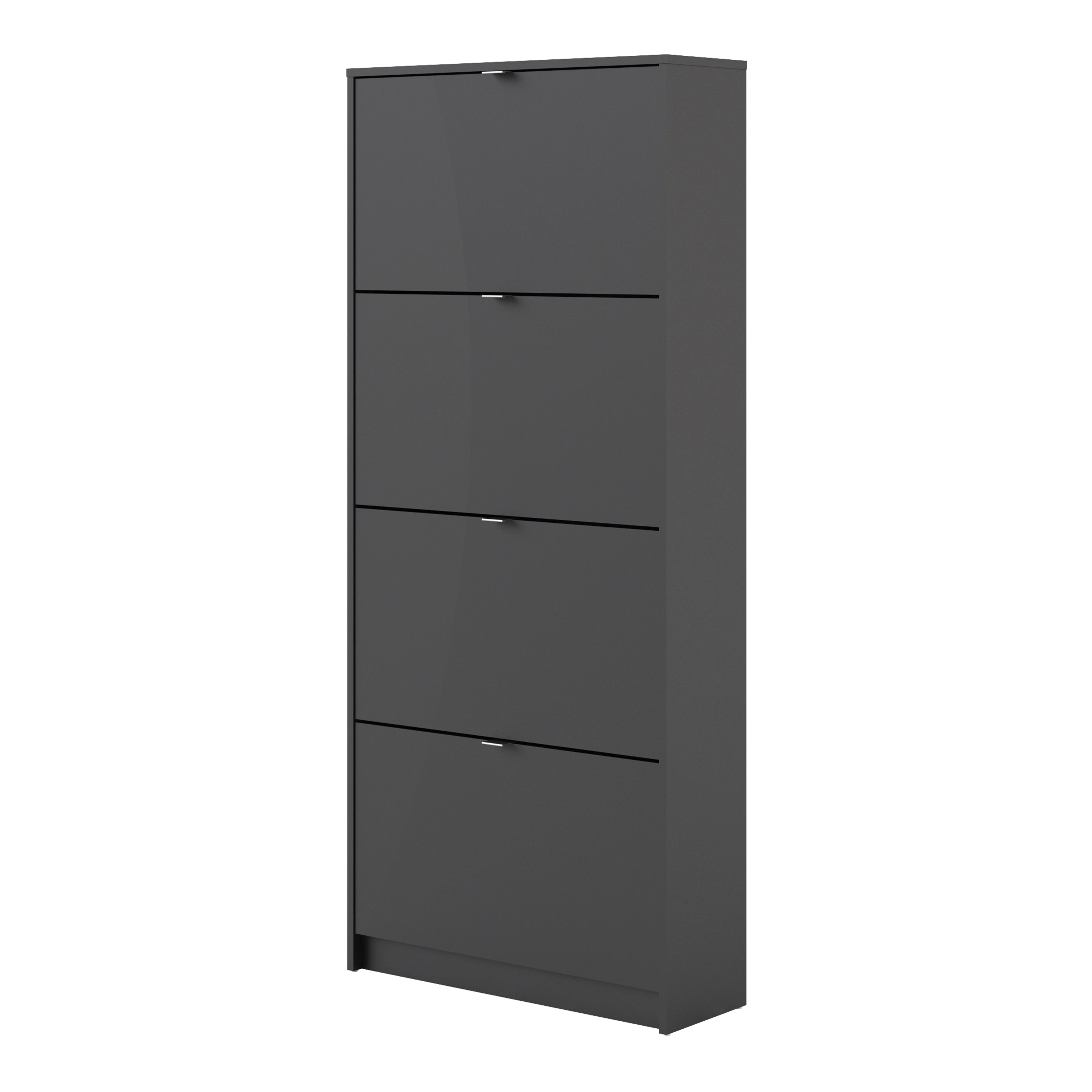 Mirrored Shoe Storage Cabinet With 4 Flip Down Doors And 2 Layers - Seabrook