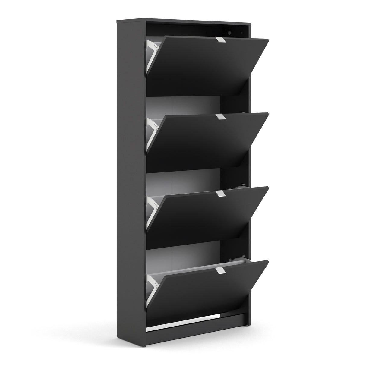 Mirrored Shoe Storage Cabinet With 4 Flip Down Doors And 2 Layers - Seabrook