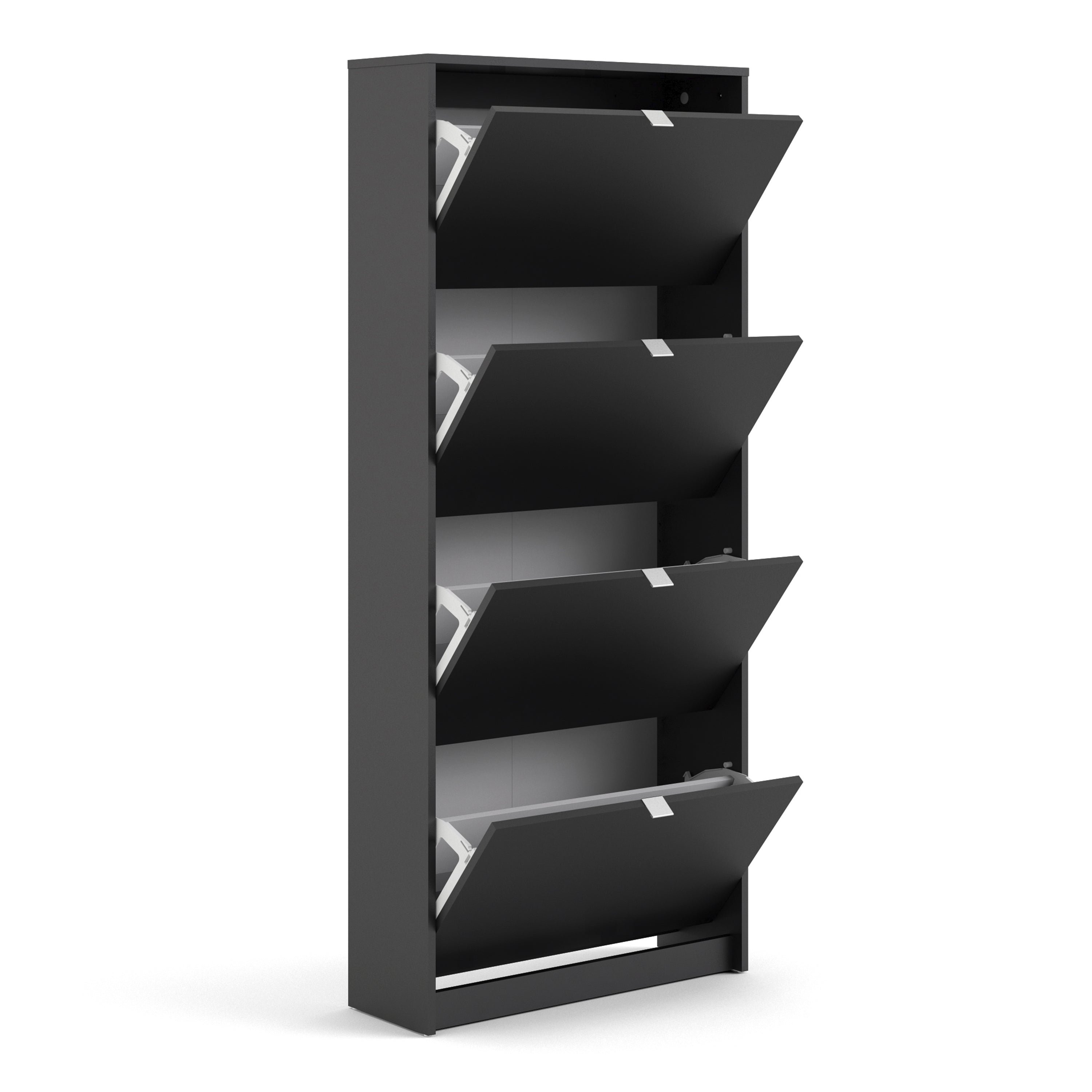 Mirrored Shoe Storage Cabinet With 4 Flip Down Doors And 2 Layers - Seabrook
