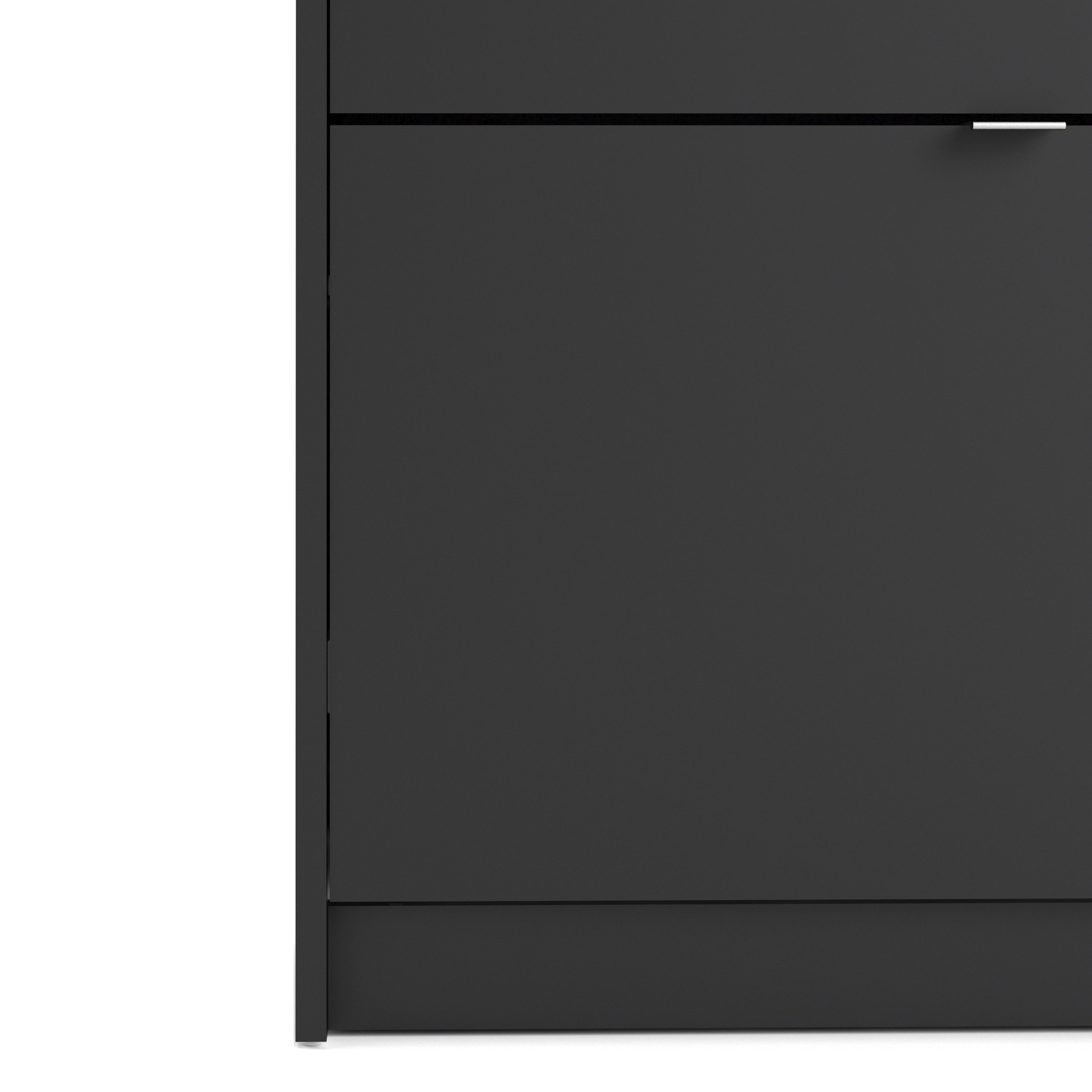 Mirrored Shoe Storage Cabinet With 4 Flip Down Doors And 2 Layers - Seabrook