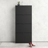 Mirrored Shoe Storage Cabinet With 4 Flip Down Doors And 2 Layers - Seabrook