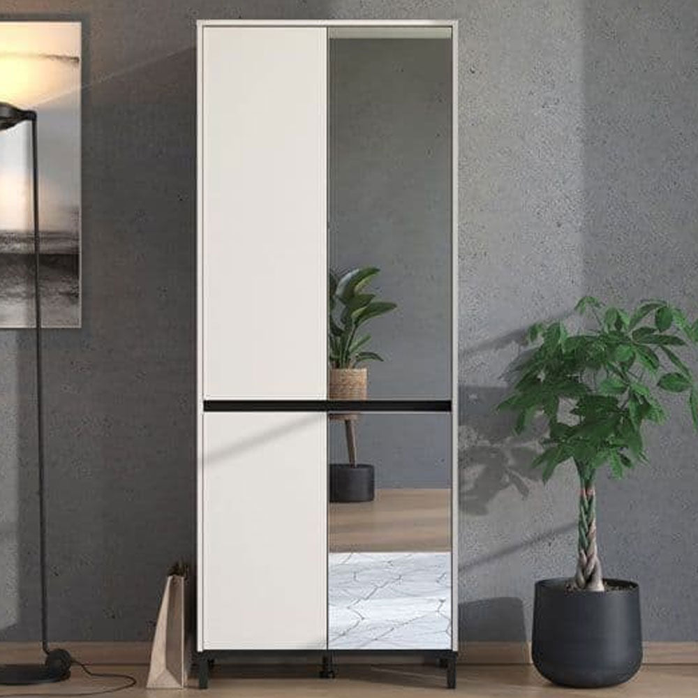 Mirrored Shoe Storage Cabinet Tall With 4 Doors - Toshiba