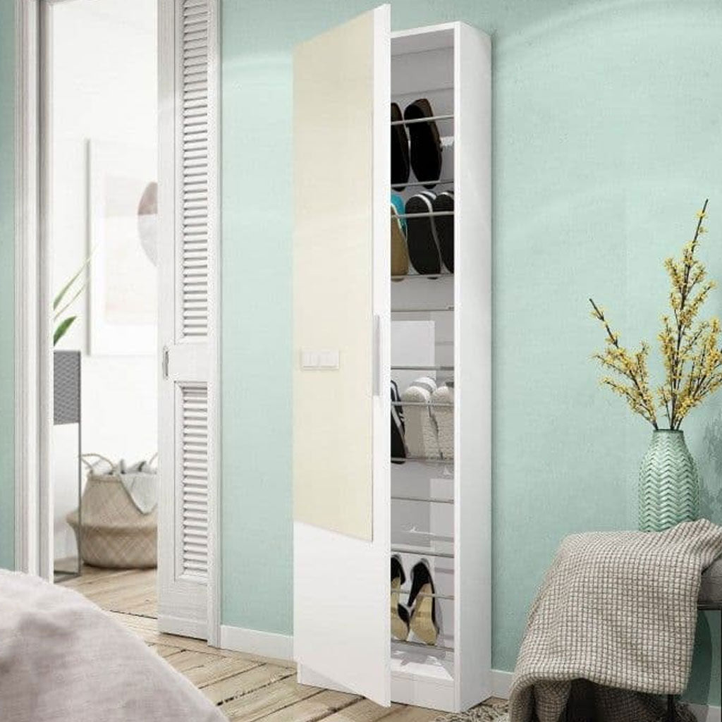 Mirrored Shoe Storage Cabinet With 1 Door - Girona
